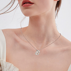 1 pz catena in ottone con pendenti a forma di lettera in lega collane&nbsp;NJEW-LP0001-41B-P