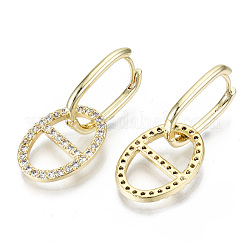 Orecchino a cerchio huggie in ottone con micro pavé di zirconi chiari&nbsp;EJEW-N011-45G