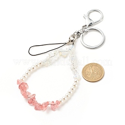 Pierre précieuse synthétique et naturelle avec porte-clés bracelet en acrylique&nbsp;HJEW-JM00689