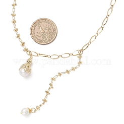 Muschelperlen-Oktopus-Tropfenanhänger aus Messing und 304 Edelstahl-Kettenhalsketten für Damen&nbsp;NJEW-JN05310