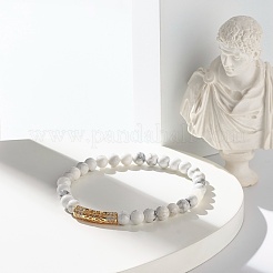 Set di bracciali elastici con perline rotonde di howlite naturale&nbsp;BJEW-JB06980-01