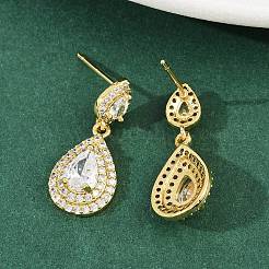 Pendientes de tuerca de circonio cúbico con micro pave de latón&nbsp;EJEW-K312-06G