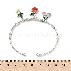 Bracelets à breloques en laiton micro pavé de zircones cubiques pour femmes&nbsp;BJEW-Z089-05P