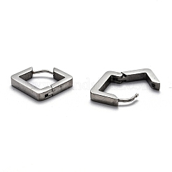 Orecchini a cerchio huggie romboidali in acciaio inossidabile 304 anti-ossidazione&nbsp;STAS-J033-08P