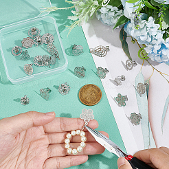 24 stücke 12 stil Filigrane blume & flache runde & teardrop 304 edelstahl stud ohrring Zubehörse&nbsp;STAS-UN0047-98
