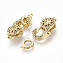 Fermagli per artiglio in zircone chiaro con zirconi in ottone micro pavimentato&nbsp;X-KK-K242-14G
