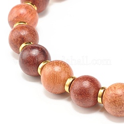 Bracelet extensible perles rondes bois naturel&nbsp;BJEW-JB07141