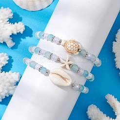 3 Stück 3 Stile runde Stretch-Armband-Sets aus Acryl und Glasperlen&nbsp;BJEW-JB10730-02