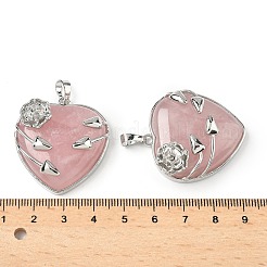 Pendentifs coeur en quartz rose naturel&nbsp;G-S391-01P-G