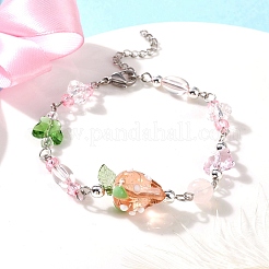 Lampadaire aux fraises et bracelets en perles de papillon en verre&nbsp;BJEW-JB10102