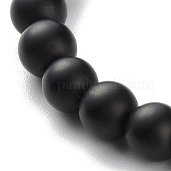 Set di bracciali elasticizzati in pietra lavica naturale e pietra nera sintetica ed ematite non magnetica con perline rotonde&nbsp;BJEW-JB06971
