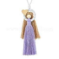 Ornamenti appesi fatti a mano in cotone macramè con angelo&nbsp;HJEW-JM02711-03