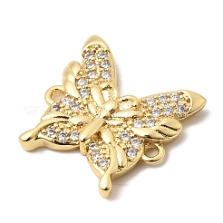 Messing Micro Pave klare Zirkonia Schmetterling Verbinder Charms&nbsp;KK-A296-47B-G
