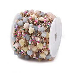 Catene a maglie in morganite e vetro naturale&nbsp;CHC-K014-11G-01