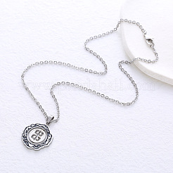 Collares con colgante de flor negra esmaltada de acero inoxidable 304 estilo vintage para mujer&nbsp;MU3860