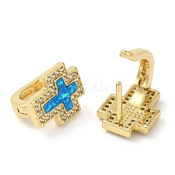 Pendientes de circonita cúbica micro pavimentados de latón con revestimiento cruzado&nbsp;EJEW-P277-04G