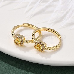 Fingerringe aus Messing mit Mikropavé-Kubikzirkonia für Damen&nbsp;RJEW-U049-04G