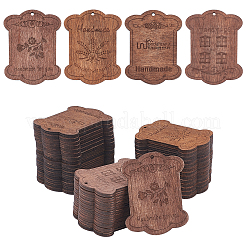 40pcs 4 pendentifs en bois rectangle teint de style&nbsp;WOOD-PH0001-53