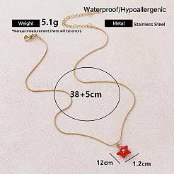 Collier pendentif cœur rouge émaillé en acier inoxydable 304 avec verre pour la Saint-Valentin (femme)&nbsp;IF7450