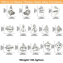 70 pz 14 stili pendenti in lega di stile tibetano&nbsp;FIND-CJ0001-88