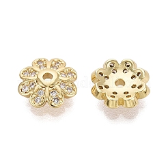 Capuchons de perles en zircone cubique transparent micro pave en laiton&nbsp;KK-Q071-14G-02