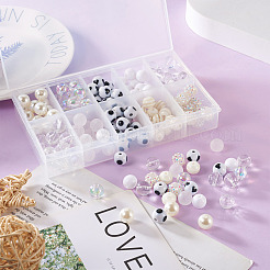 160 pièce de perles d'imitation en plastique ABS de 10 styles et perles acryliques transparentes et opaques&nbsp;FIND-SW0001-31