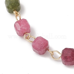Bracciali a catena con perline di tormalina multicolore naturale per donna&nbsp;BJEW-JB13238