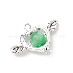 8 breloque en alliage 8 couleurs en forme d'œil de chat rond avec connecteur en forme de cœur et d'ailes d'ange&nbsp;PALLOY-JF04279