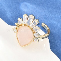 Bagues en laiton et quartz rose naturel&nbsp;GG-CBACC2B-07G-08