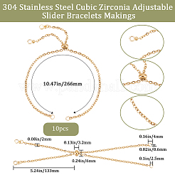 10 pieza de cadena de cable de acero inoxidable 304 ajustable&nbsp;AJEW-BBC0002-12