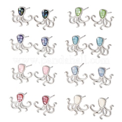 Ohrstecker mit Oktopus-Motiv aus Messing und Emaille&nbsp;EJEW-I322-01P