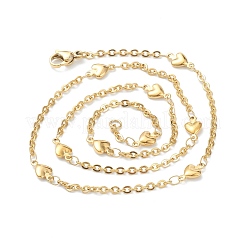 Collane a catena con maglie a cuore in acciaio inossidabile 304 con placcatura sotto vuoto in PVD&nbsp;NJEW-I248-18G