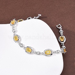 Braccialetti a catena con maglie ovali in ottone micro pavé di zirconi cubici per donna&nbsp;BJEW-D387-04P-04