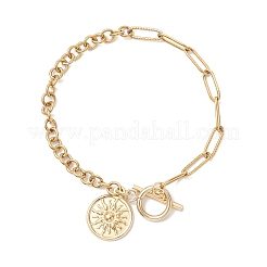 Pulseras planas redondas con dije de sol de acero inoxidable 201&nbsp;BJEW-JB12679