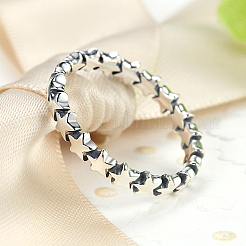 Anlaufschutz Stern rhodiniert 925 Sterling Silber Fingerringe&nbsp;RJEW-FF0003-07-17mm
