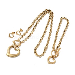 Ensemble collier pendentif cœur&nbsp;SJEW-F226-02G