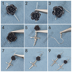 Kits para hacer pendientes colgantes de cruz con espada de latón y aleación para Halloween&nbsp;DIY-SC0026-58