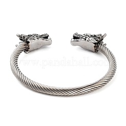 Drachenkopf 304 Edelstahl offene Manschette Armreifen für Frauen&nbsp;BJEW-E094-23AS
