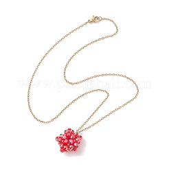 Collane con catena in acciaio inossidabile 304 con ciondolo a forma di stella con perline di vetro fatte a mano per donna&nbsp;NJEW-MZ00118-02