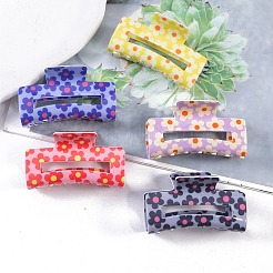12 Stück 6 Farben Blumenmuster PVC-Kunststoff-Haarspangen&nbsp;OHAR-CC0001-01