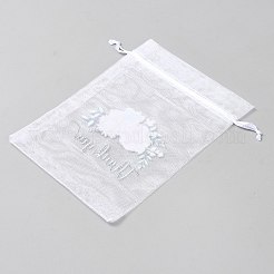 Organza-Kordelzugbeutel mit Blumendruck&nbsp;OP-WH0018-01A-03