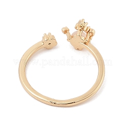 Anelli polsino aperto in ottone micro pavé zirconi cubici colorati per donna&nbsp;LS-RJEW-Z073-01G-03