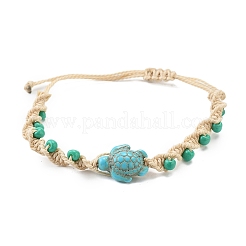 Armbänder aus natürlichen Muscheln und synthetischen türkisfarbenen geflochtenen Perlen&nbsp;LS-BJEW-Z075-01