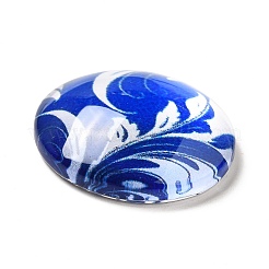 Blu e bianco floreali stampati cabochon in vetro&nbsp;GGLA-A002-18mm-XX