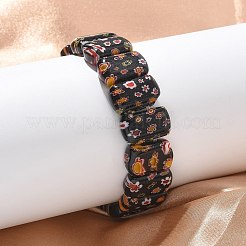 Handgefertigte Millefiori Bunte Malerei Perlen Stretch-Armbänder für Männer und Frauen&nbsp;BJEW-G738-01A-02