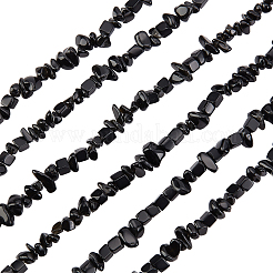 3 Strang natürliche Obsidian-Chip-Perlenstränge&nbsp;G-BC0001-24