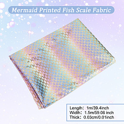 Glitzernder Fischschuppenstoff aus Polyester mit Meerjungfrauen-Print und Hologramm&nbsp;DIY-WH0304-480