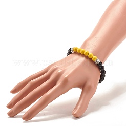 Bracelet extensible rond en perles synthétiques turquoise (teint) pour femme&nbsp;BJEW-JB07531