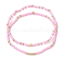 2 juego de pulseras elásticas con cuentas de vidrio para mujer&nbsp;BJEW-MZ00296-01