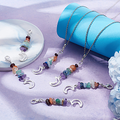 20 pendentif décoratif en pierre précieuse naturelle sur le thème des chakras&nbsp;HJEW-BBC0001-01